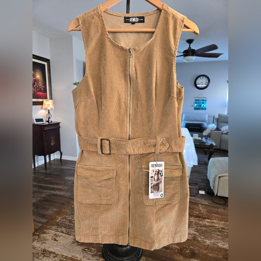 Rewash Tan Corduroy Dress